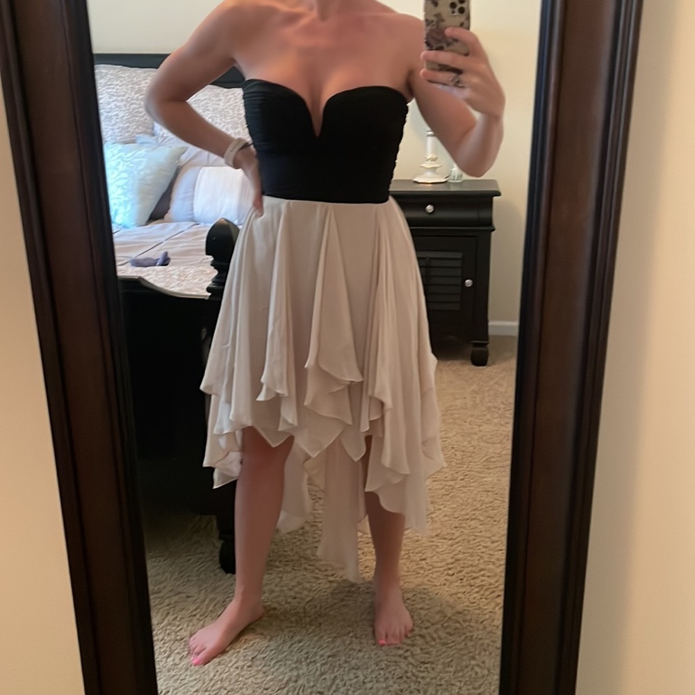 Arden B Black and Taupe Ruffle Dress size M